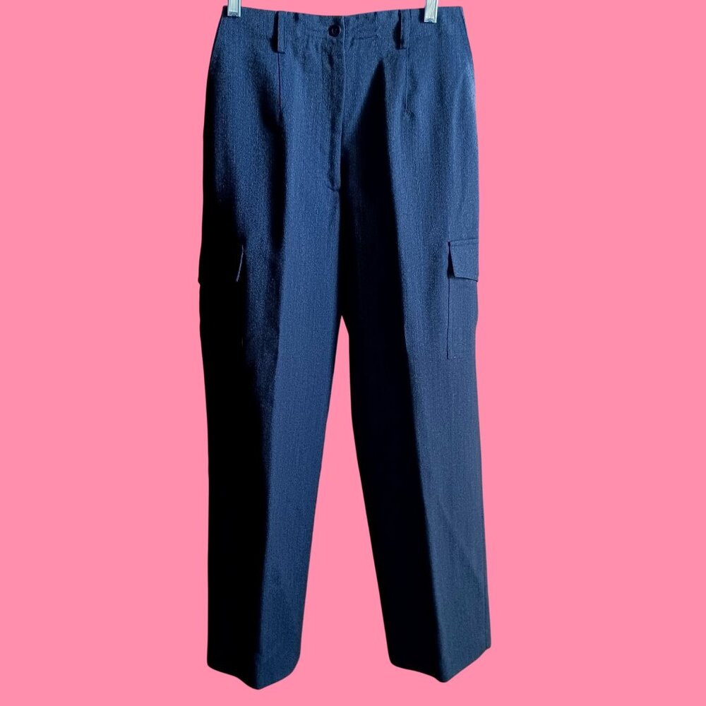Talbots Womens Wool Cargo Pants Size 6 Woolmark Navy 26x28